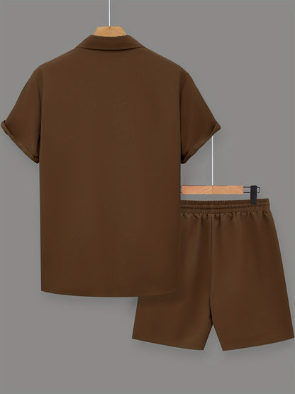 Herren Sommer Freizeit Set mit Motivationsspruch – Kurzarm Hemd und Shorts, Modernes Lounge Outfit