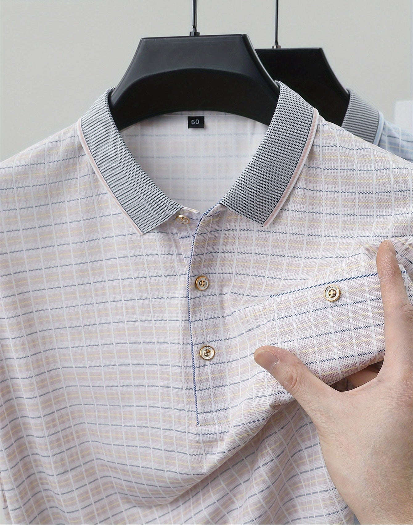 Herren Polohemd Kariert Modern Business Casual