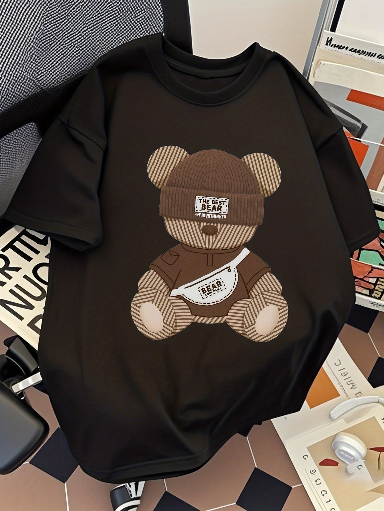 Herren Streetwear T-Shirt mit coolem Bären-Motiv – Urban Style, Kurzarm, Lässiges Design