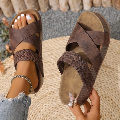 Damen Komfort Plateau-Sandalen mit Geflochtenen Riemen – Stilvolle Freizeitschuhe für Alltag und Urlaub