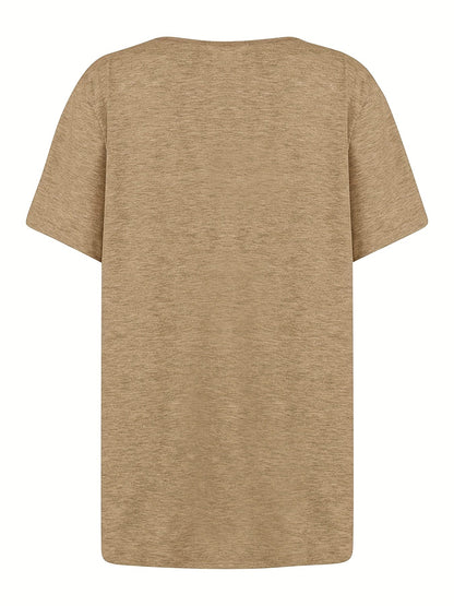 Damen Shirt mit asymmetrischem Ausschnitt und Knopfdetails – Modisches Freizeitoberteil, elegant und vielseitig