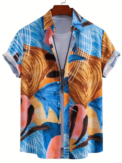 Herren Kurzarm Resorthemd mit Muschel-Print – Stilvolles Freizeithemd für Strand und Urlaub