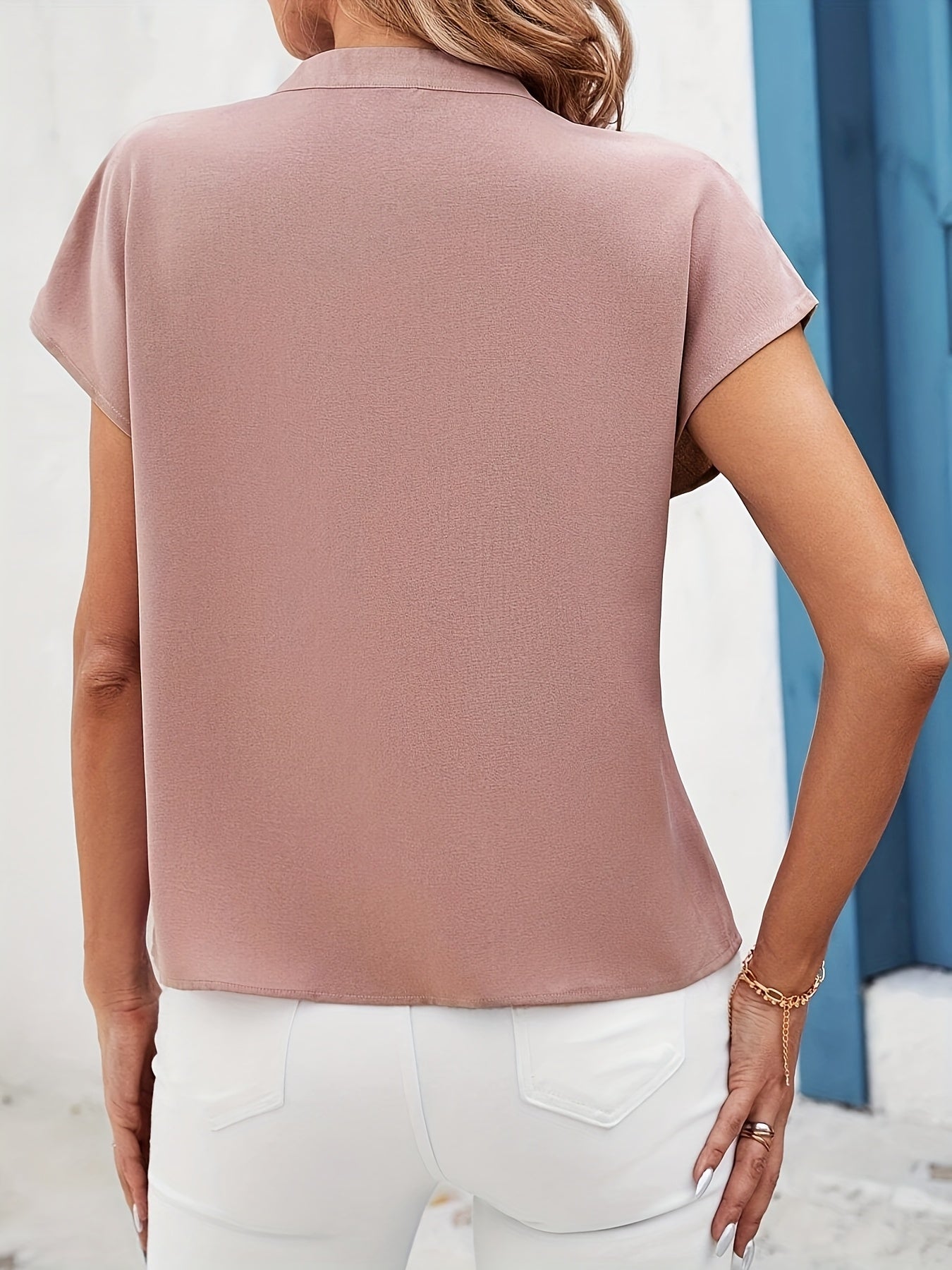 Damen Elegante Bluse mit Pailletten und V-Ausschnitt – Perfekt für Büro und Freizeit