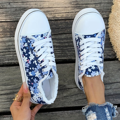 Damen Sneaker mit Blumenmuster – Modische Freizeitschuhe für Alltag und Freizeit