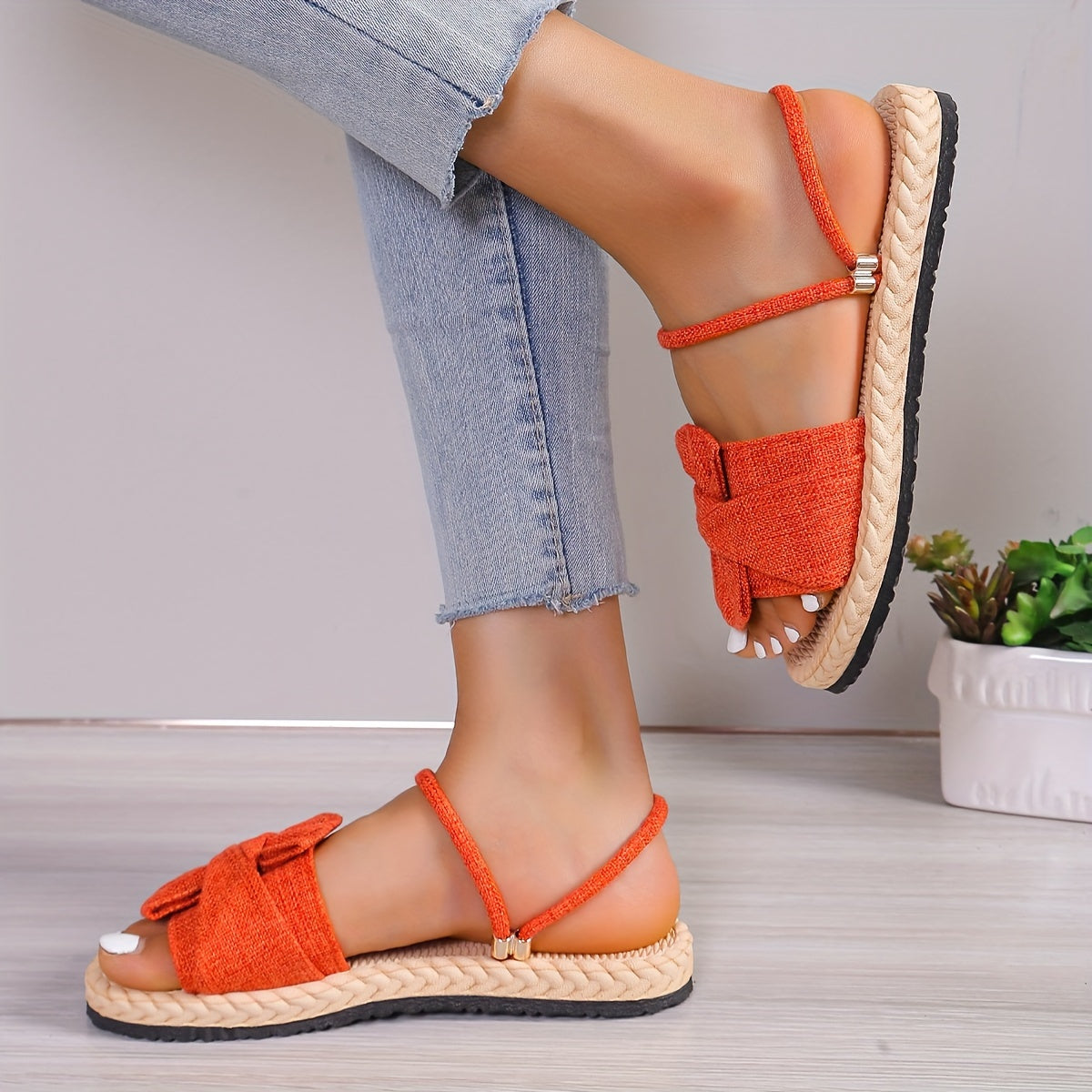 Damen Sommer Sandalen mit Schleife und Knöchelriemen – Modische Freizeitschuhe für Alltag und Urlaub