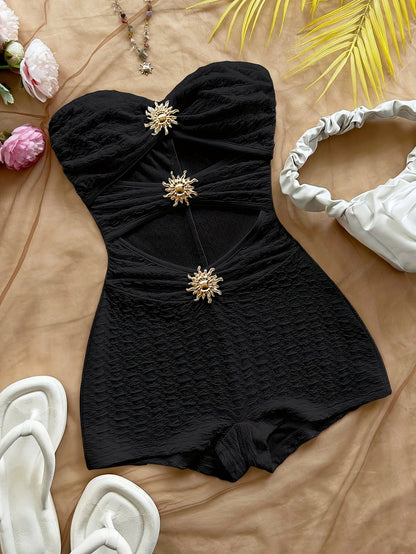 Damen Badeanzug Retro-Style mit Leopardenmuster und Cut-Outs – Eleganter Einteiler für Strand und Pool