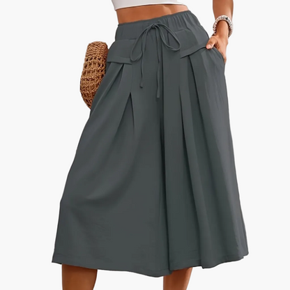 Damen Elegante Culotte Caprihose mit weitem Bein – Sommer Freizeitmode