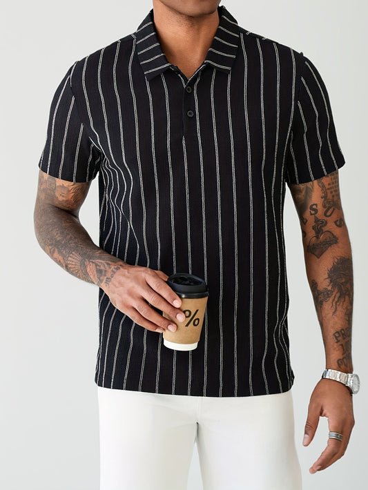 Herren Poloshirt mit Nadelstreifen – Modernes Kurzarm-Design für Alltag und Freizeit