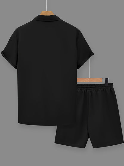 Herren Sommer Freizeit Set mit Motivationsspruch – Kurzarm Hemd und Shorts, Modernes Lounge Outfit