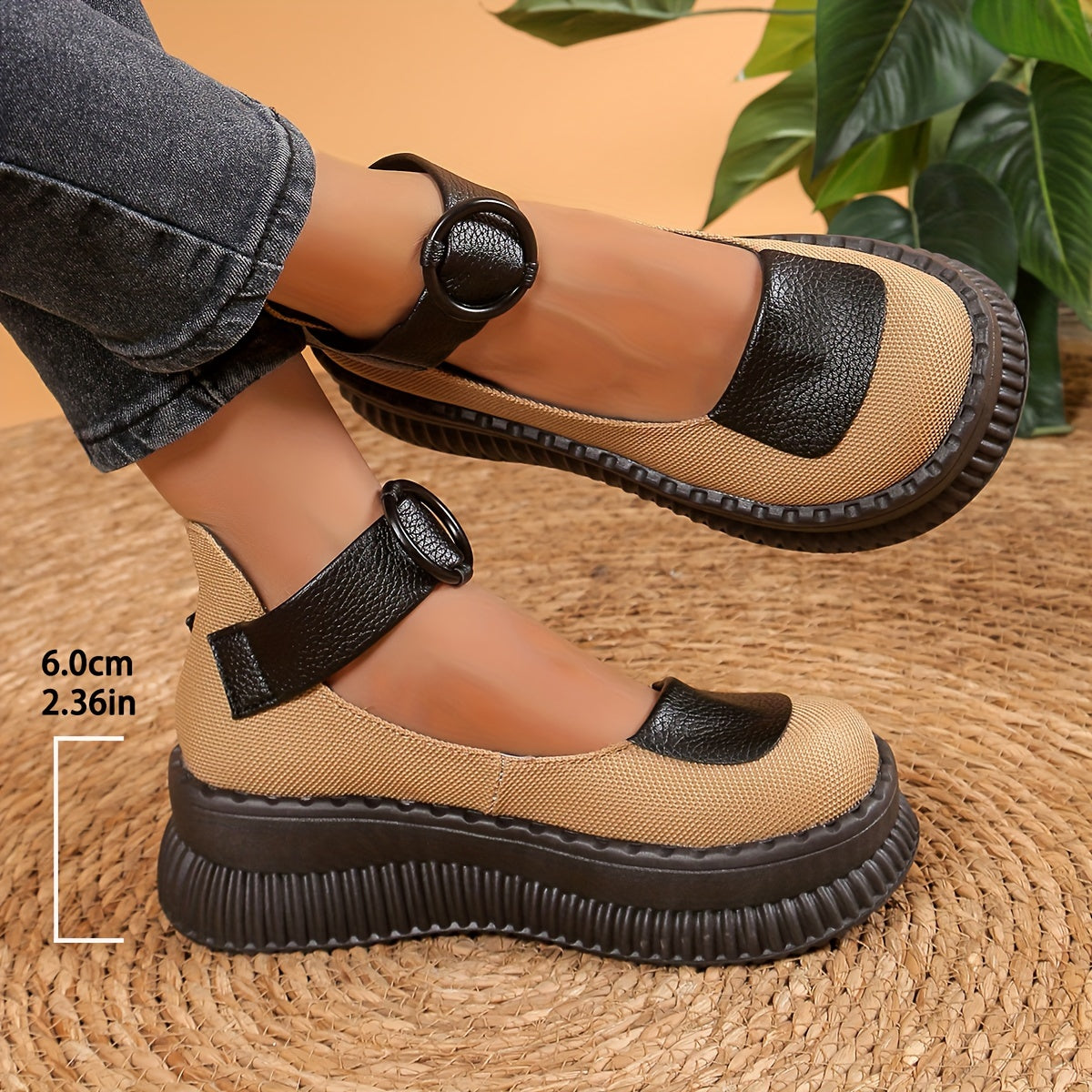 Damen Vintage Mary Jane Plateau-Schuhe für Alltag und Freizeit