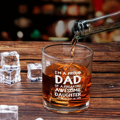 Vaterstag Whiskyglas mit Humor für Männer – Geschenk für stolze Väter und ihre Töchter, Whiskyglas mit lustigem Spruch