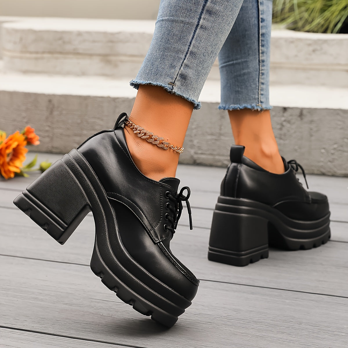Damen Plateauschuhe Schnür-Oxford Retro Stil Modisch Alltag & Ausgehen