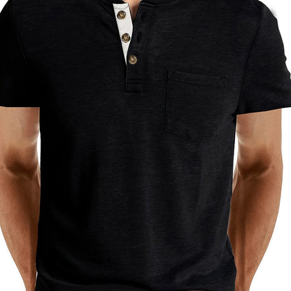 Herren Henley T-Shirt Kurzarm mit Knopfleiste – Casual Freizeitshirt