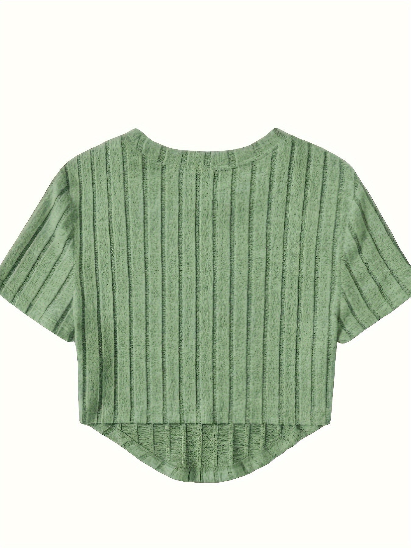 Damen Kurzarm Rippstrick Crop Top – Modisches Freizeitshirt für den Sommer