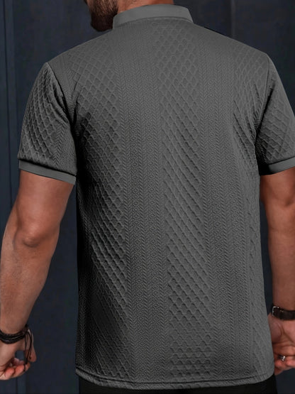 Herren Set mit Strukturmuster – Kurzarm Shirt und Shorts, Casual Sommer Outfit