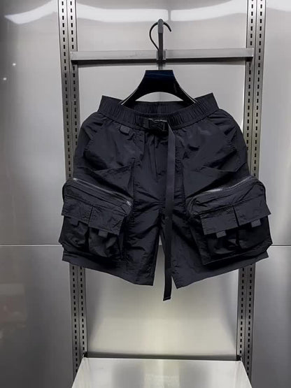 Herren Utility Cargo Shorts mit großen Taschen und verstellbarem Gürtel – Streetwear & Outdoor Style