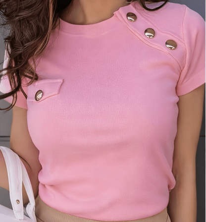 Damen Modernes Shirt mit Knopfdetails und Stilvollem Schnitt – Elegantes Freizeit- und Business-Oberteil