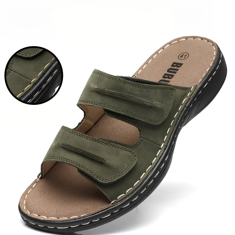 Herren Komfort-Sandalen für Alltag und Freizeit – Offene Pantoletten mit Klettverschluss