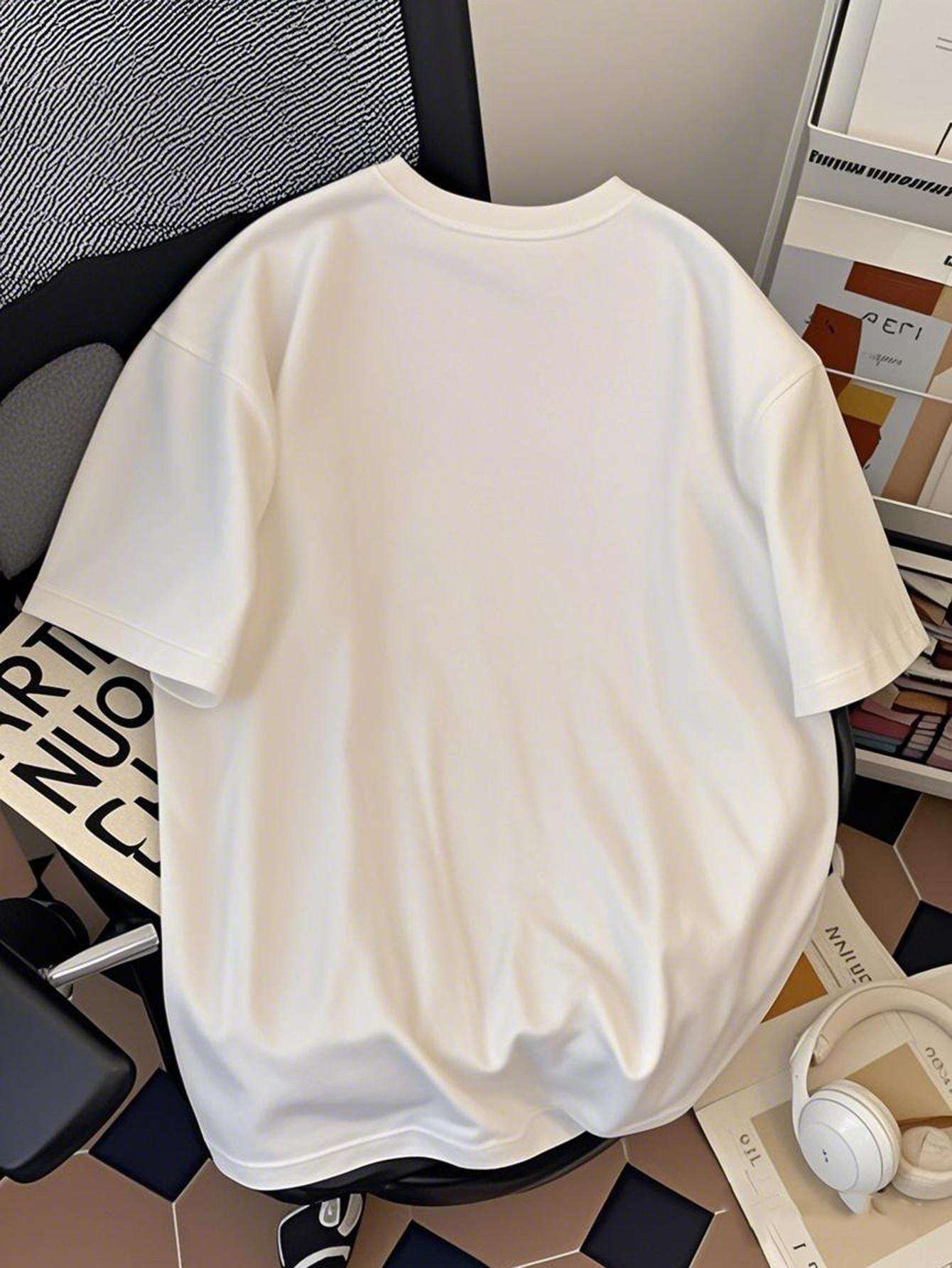 Herren T-Shirt mit lustigem Katzen-Print und Tape-Motiv – Lockeres Streetwear für Alltag & Freizeit