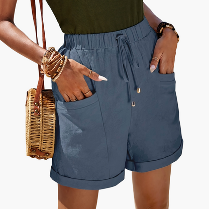Damen Sommer Freizeitshorts mit Kordelzug und Taschen – Perfekt für Strand und Alltag