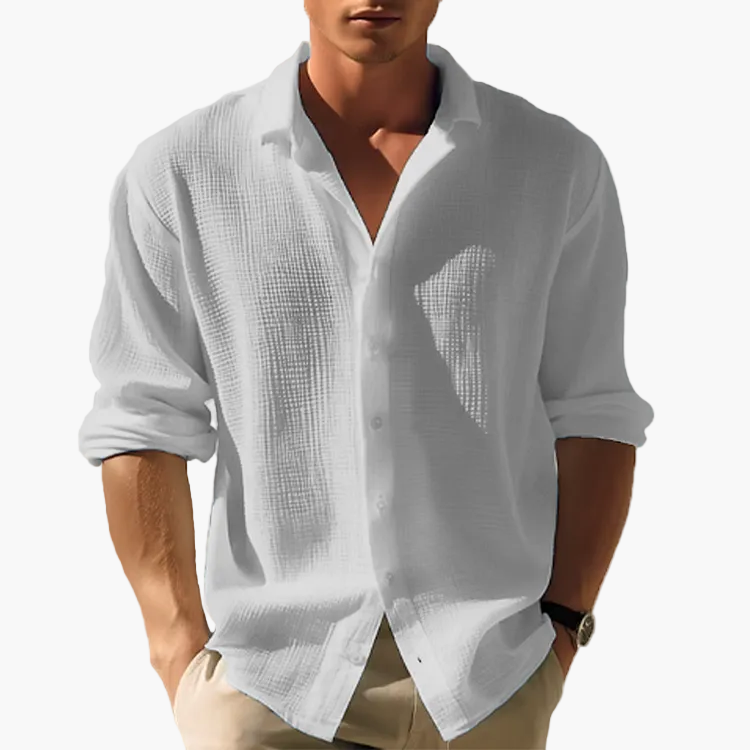 Herren Leichtes Freizeit Langarmhemd – Sommer Button-Down Hemd für Alltag und Urlaub
