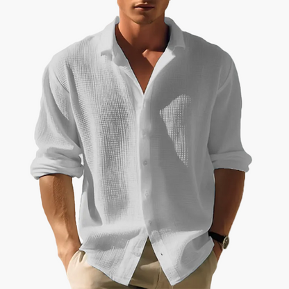 Herren Leichtes Freizeit Langarmhemd – Sommer Button-Down Hemd für Alltag und Urlaub