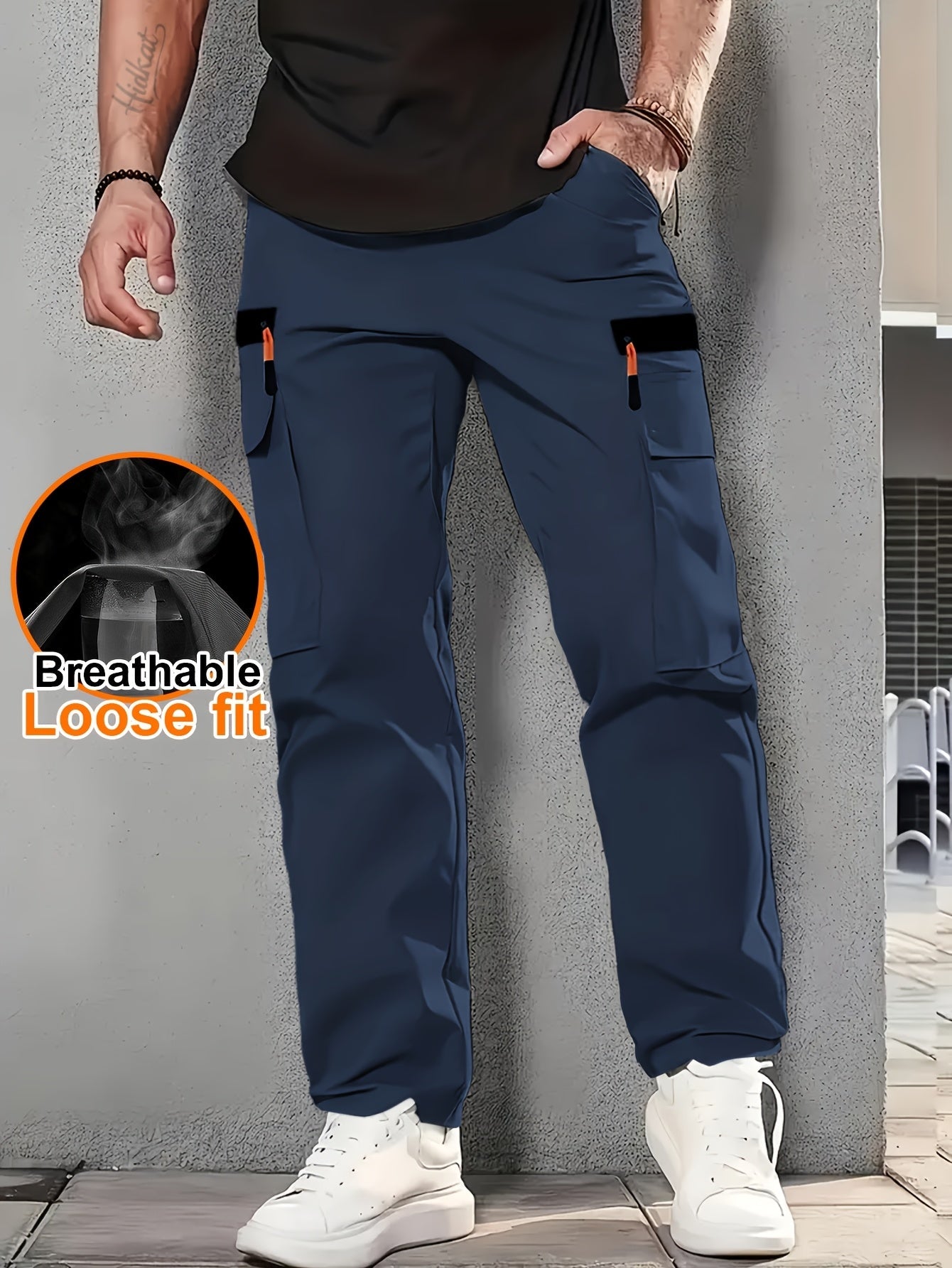 Herren Cargo Hose Locker Schnitt Atmungsaktiv Freizeit Urban Style