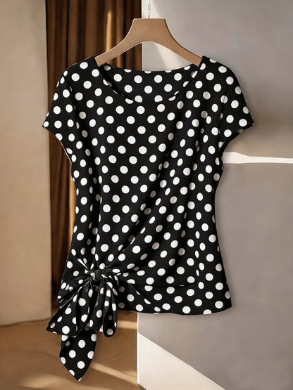 Damen Boho-Bluse mit Paisley-Muster und asymmetrischem Knoten – Elegantes Sommer-T-Shirt für Freizeit und Büro