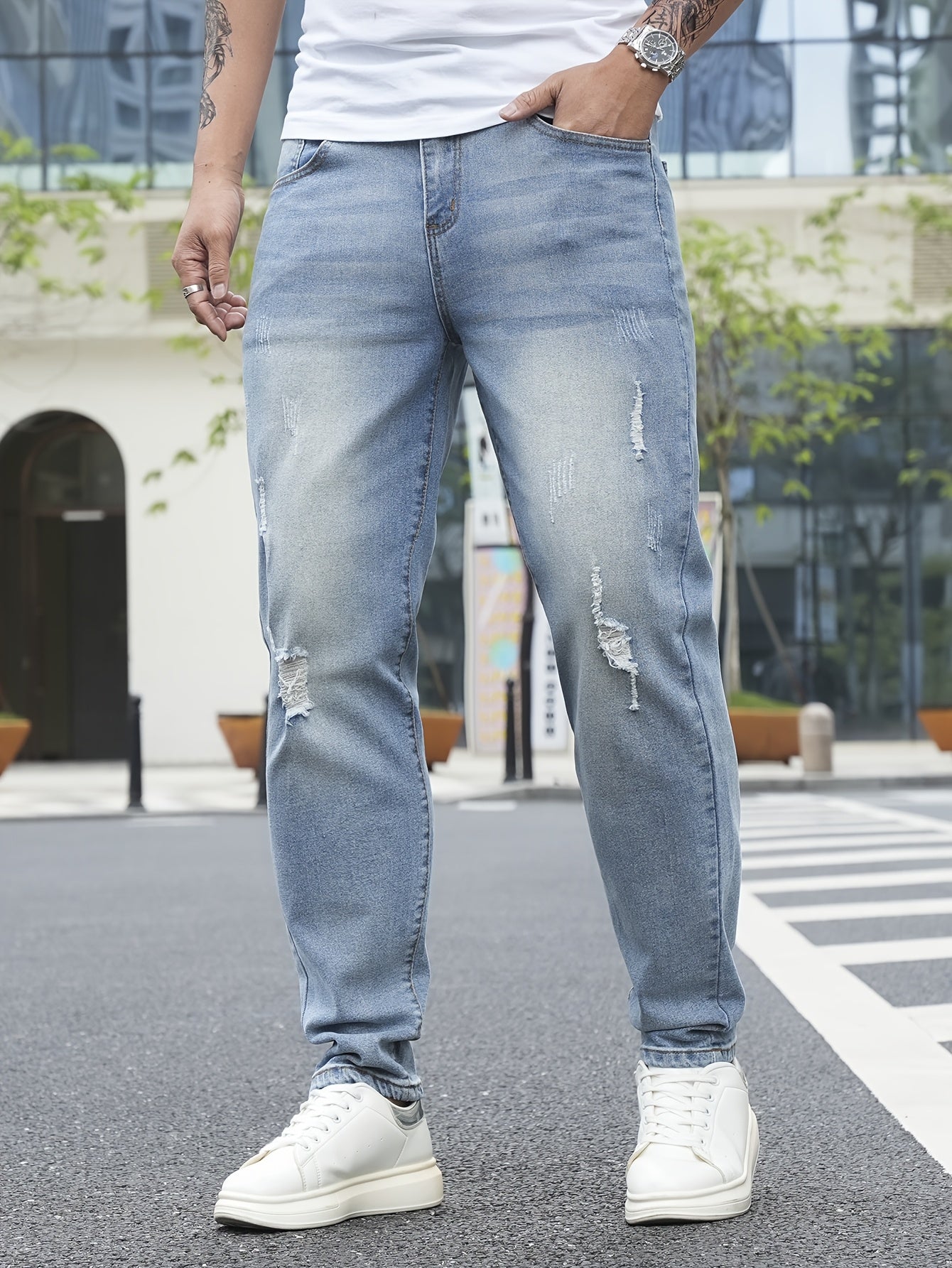 Herren Jeans im Distressed Streetstyle Look – Lässige Freizeitjeans