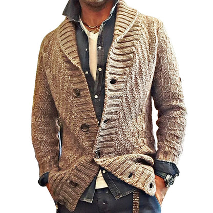 Herren Strickjacke Vintage Stil mit Reverskragen – Modischer Cardigan für Alltag und Freizeit
