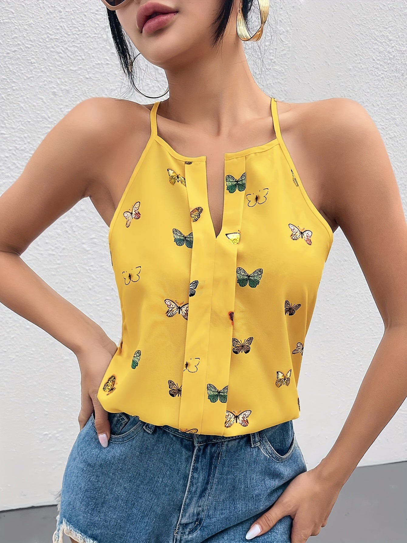 Damen Schmetterling Print Trägertop – Elegantes Sommer-Top für Freizeit & Alltag