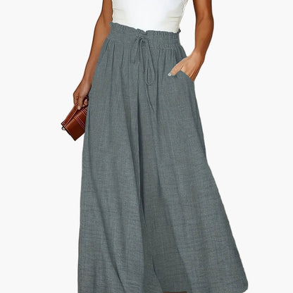 Damen Elegante Weite High Waist Palazzo Hose mit Taschen – Perfekt für Alltag und Büro