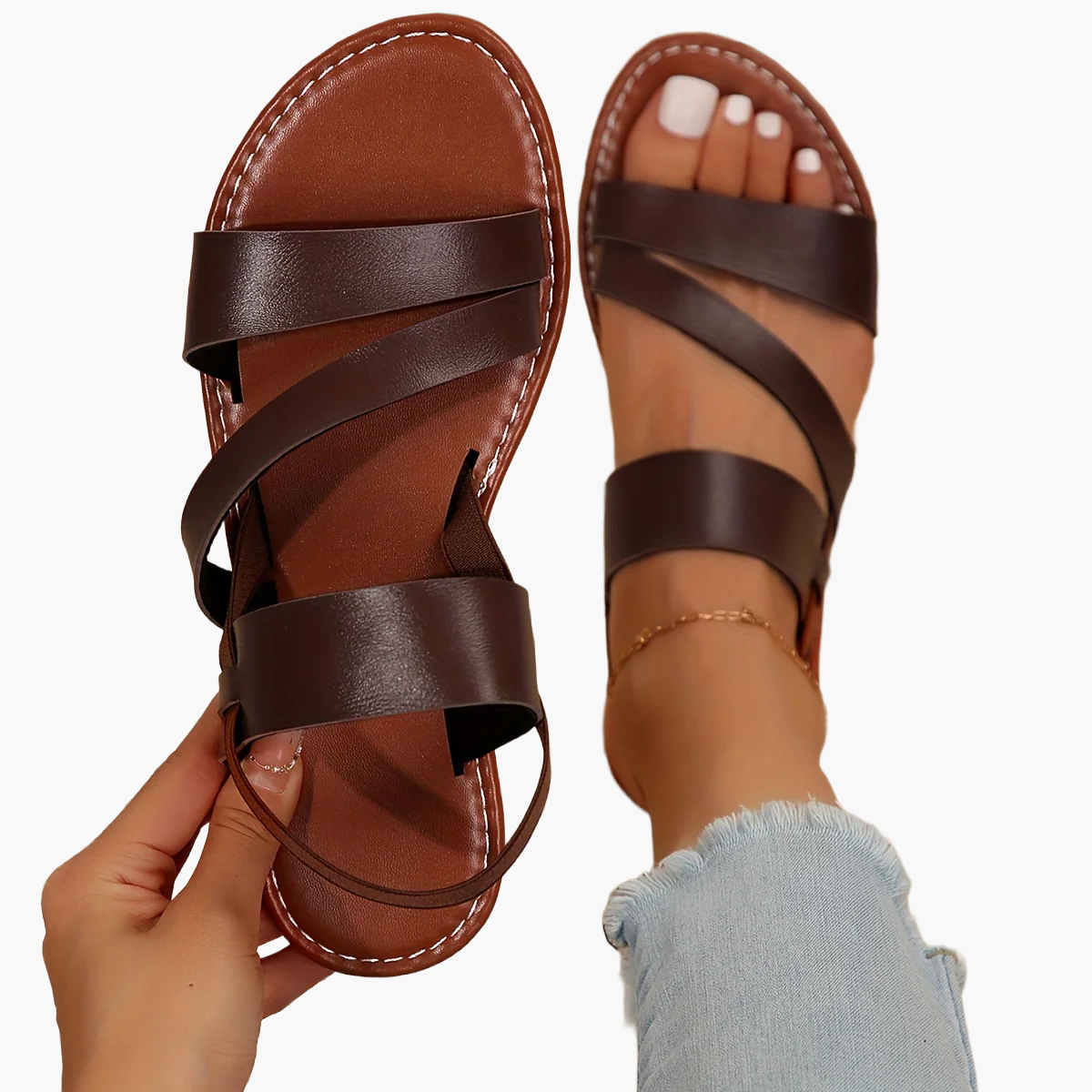 Damen Sommer-Sandalen mit Kreuzriemen für Freizeit und Alltag