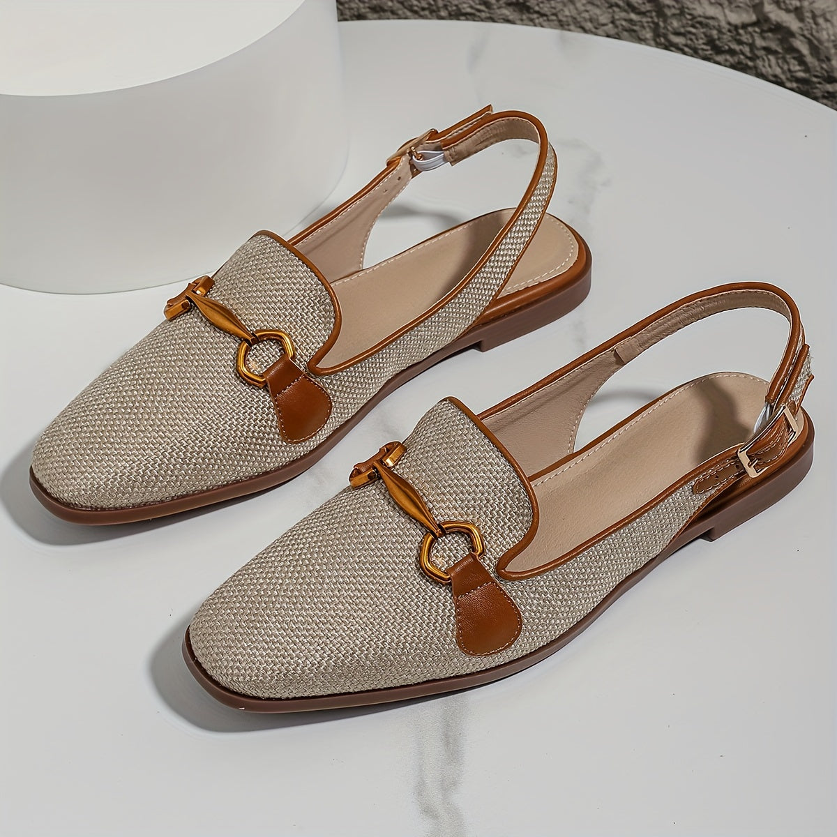 Damen-Slingback-Loafer im eleganten Casual-Stil – Bequeme Sommerschuhe mit Schnalle