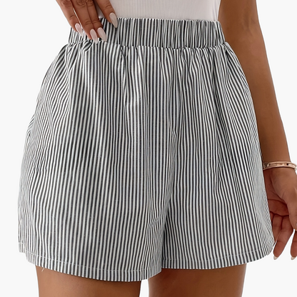 Damen Elegante High Waist Shorts mit Streifenmuster – Perfekt für Alltag & Freizeit