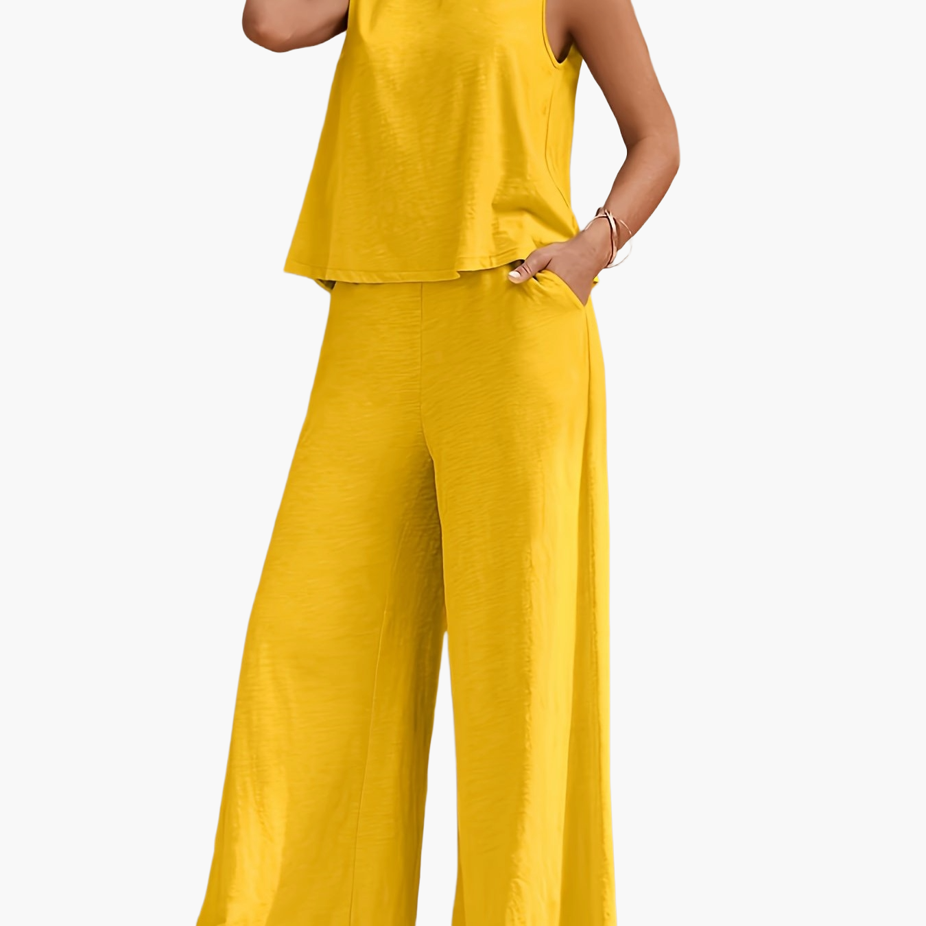 Damen Sommer Set – Elegantes ärmelloses Top und weite Hose für Freizeit und Urlaub