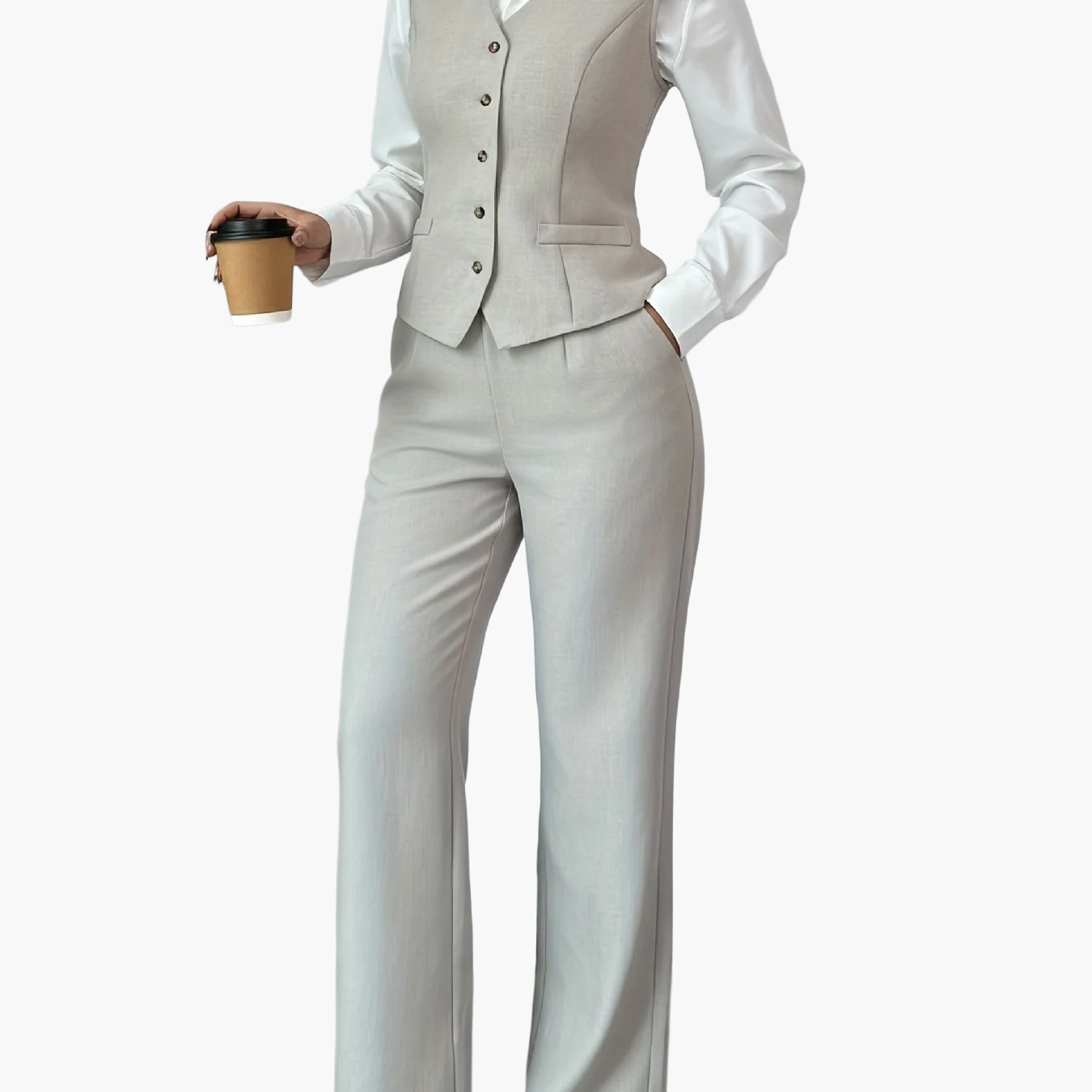 Damen Business Anzug mit Weste und Hose – Eleganter Büro-Look für stilbewusste Frauen