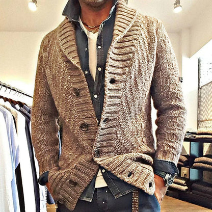 Herren Strickjacke Vintage Stil mit Reverskragen – Modischer Cardigan für Alltag und Freizeit