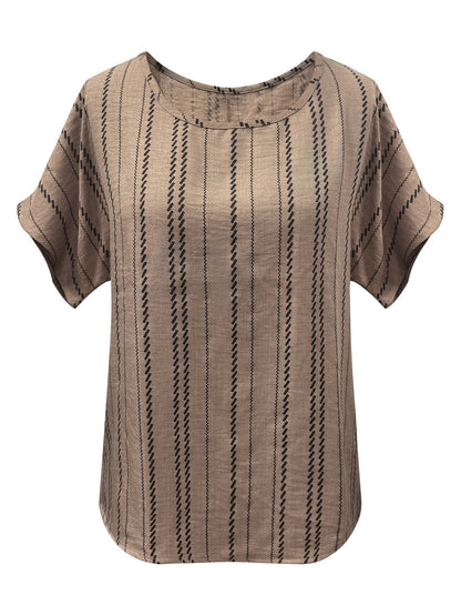 Damen Boho Tunika mit Muster und Kurzarm – Lässige Oversize Bluse im Ethno-Stil