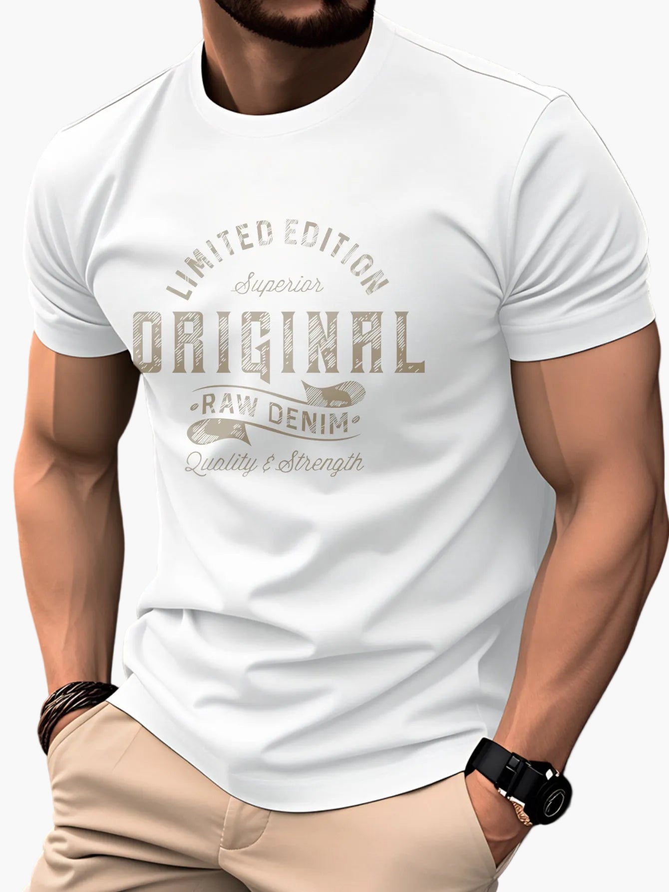 Herren T-Shirt im Vintage-Style – Original Raw Denim Print, Freizeit & Streetwear