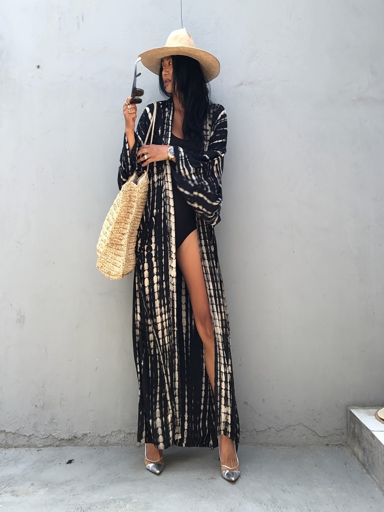 Damen Maxikleid Kimono Style – Eleganter Überwurf für Strand und Urlaub