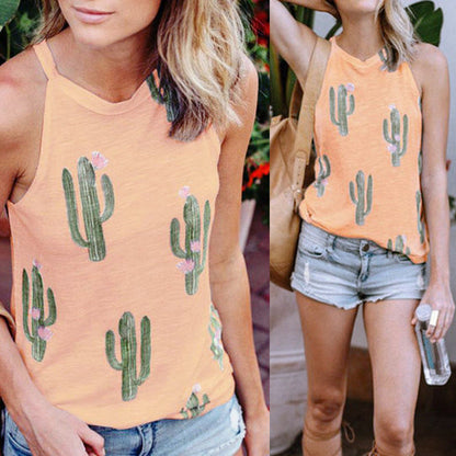 Melanie – Sommerliches Damen T-Shirt mit Kaktus-Print im Harajuku-Stil