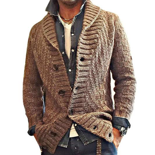 Herren Strickjacke Vintage Stil mit Reverskragen – Modischer Cardigan für Alltag und Freizeit