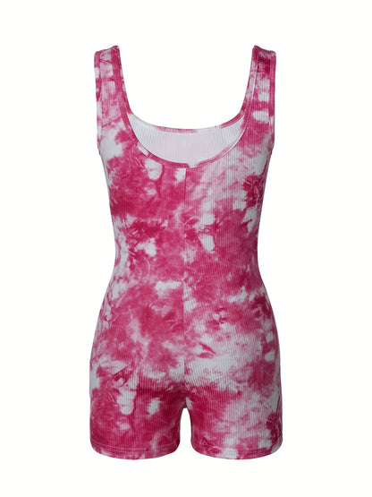 Damen Einteiler Playsuit im Trendy Tie-Dye Look – Lässiger Freizeit-Overall für Sommer & Urlaub