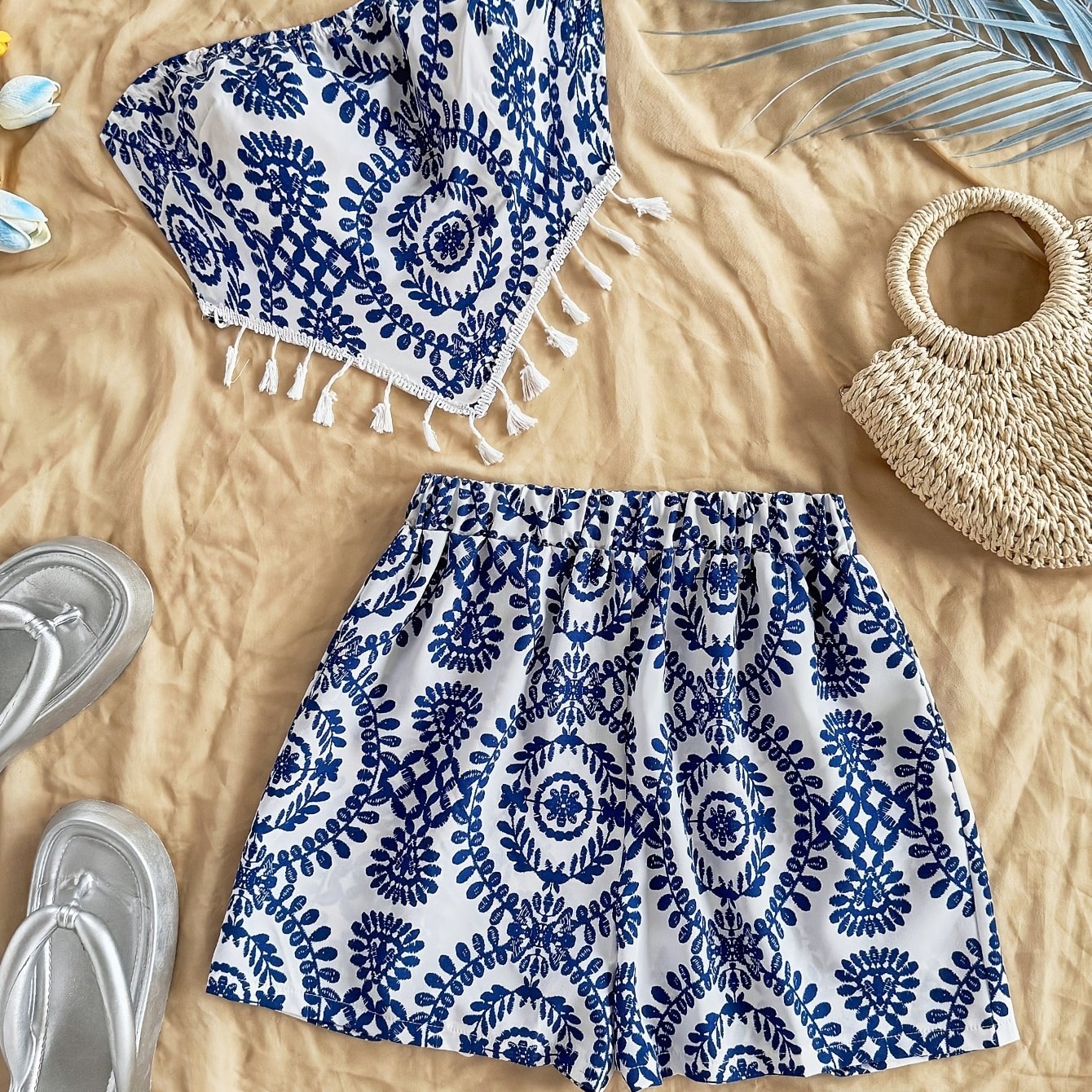 Damen Bandeau-Shorts Set mit Boho-Muster – Zweiteiliges Outfit für Urlaub und Freizeit