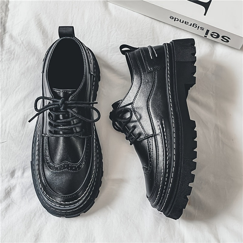 Herren Vintage Brogue Halbschuhe mit dicker Sohle – Elegante Schnürschuhe für Alltag und Anlass