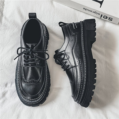 Herren Vintage Brogue Halbschuhe mit dicker Sohle – Elegante Schnürschuhe für Alltag und Anlass