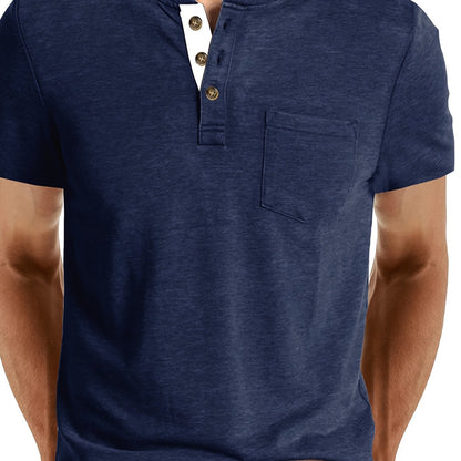 Herren Henley T-Shirt Kurzarm mit Knopfleiste – Casual Freizeitshirt