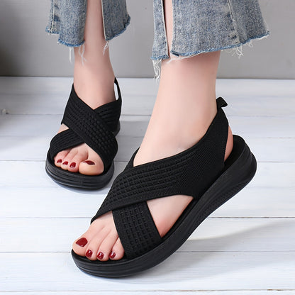 Damen Komfort-Slingback-Sandalen mit Kreuzriemen für Alltag und Freizeit