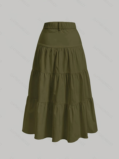 Damen Stufenrock High Waist Elegant Freizeitmode
